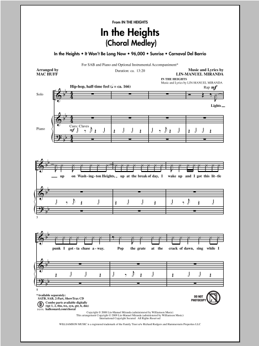 Lin-Manuel Miranda In The Heights (Choral Medley) (arr. Mac Huff) sheet music notes and chords arranged for SAB Choir