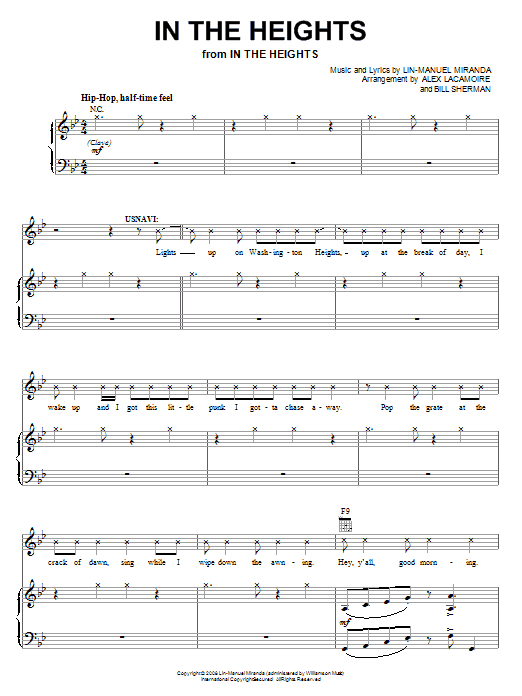 Lin-Manuel Miranda In The Heights (from In The Heights: The Musical) sheet music notes and chords arranged for Easy Piano