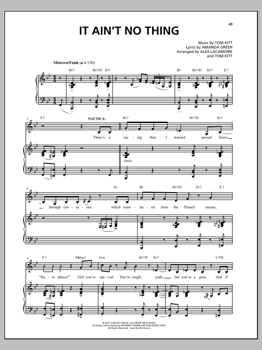 Lin-Manuel Miranda It Ain't No Thing (from Bring It On: The Musical) sheet music notes and chords arranged for Piano & Vocal