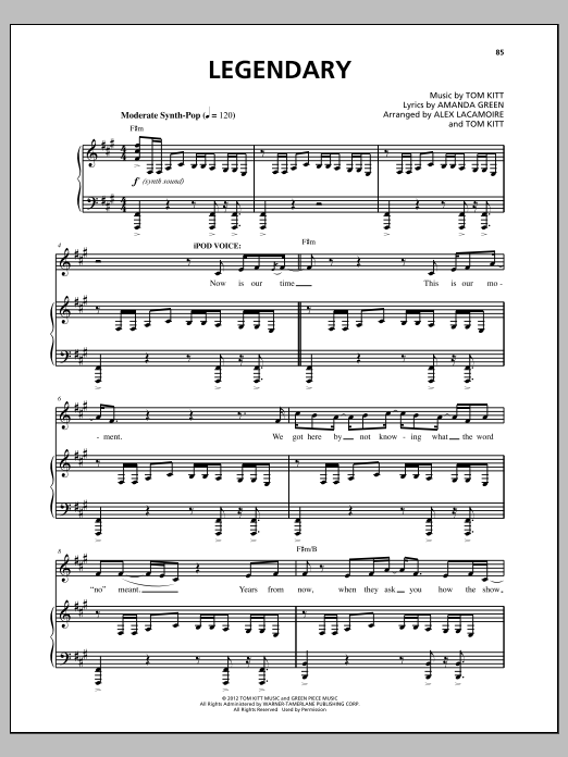Lin-Manuel Miranda Legendary sheet music notes and chords arranged for Piano & Vocal