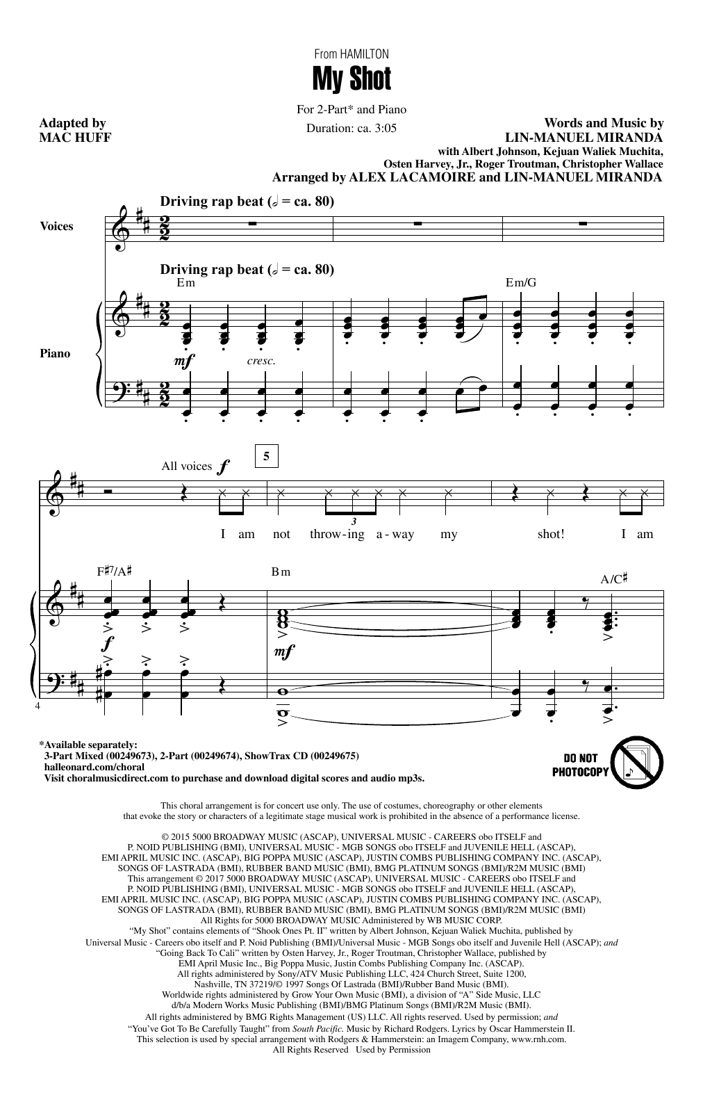 Lin-Manuel Miranda My Shot (from Hamilton) (arr. Mac Huff) sheet music notes and chords arranged for 3-Part Mixed Choir