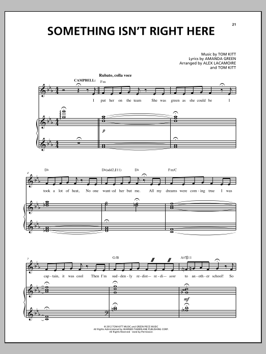 Lin-Manuel Miranda Something Isn't Right Here sheet music notes and chords arranged for Piano & Vocal