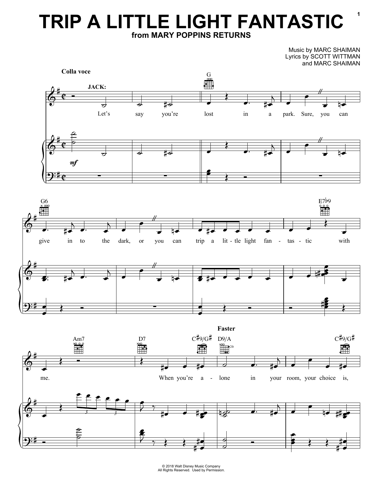 Lin-Manuel Miranda Trip A Little Light Fantastic (from Mary Poppins Returns) sheet music notes and chords arranged for Easy Piano
