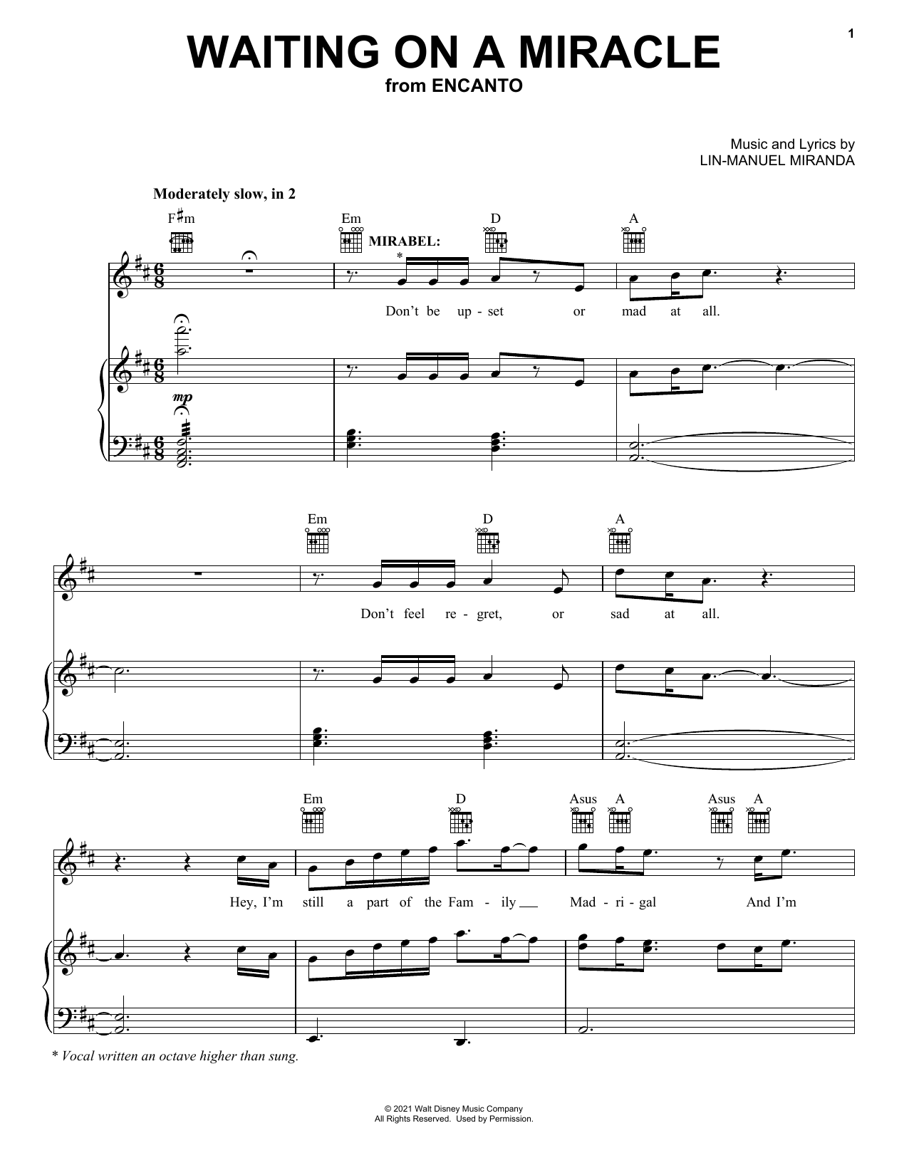 Lin-Manuel Miranda Waiting On A Miracle (from Encanto) sheet music notes and chords arranged for Clarinet Solo
