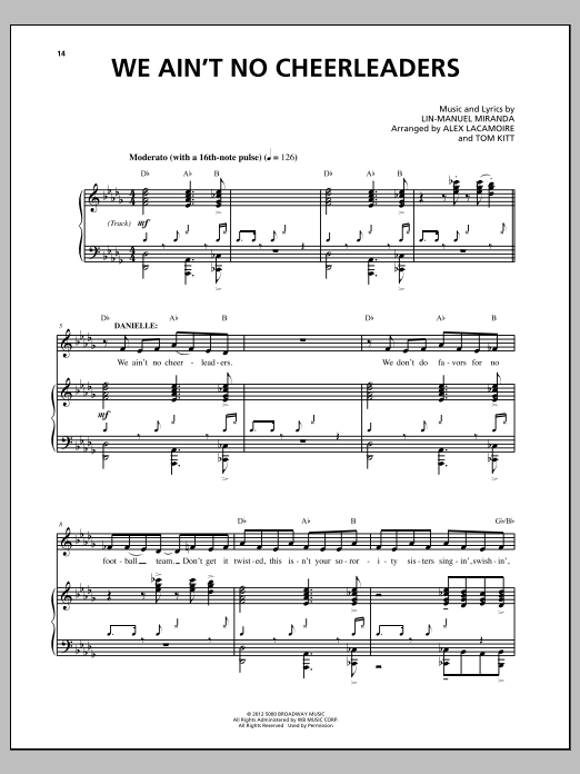 Lin-Manuel Miranda We Ain't No Cheerleaders sheet music notes and chords arranged for Piano & Vocal