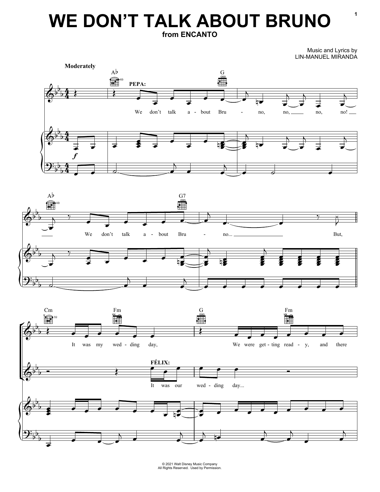 Lin-Manuel Miranda We Don't Talk About Bruno (from Encanto) sheet music notes and chords arranged for Flute Duet