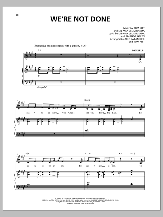 Lin-Manuel Miranda We're Not Done (from Bring It On: The Musical) sheet music notes and chords arranged for Piano & Vocal