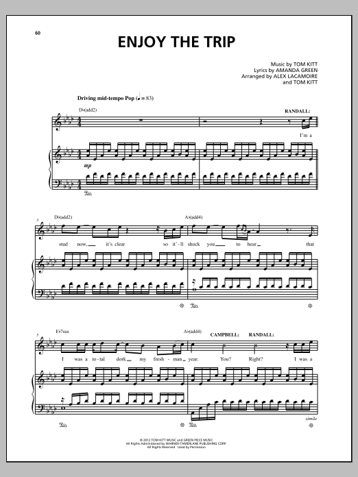 Lin-Manuel Miranda Enjoy The Trip (from Bring It On: The Musical) sheet music notes and chords arranged for Piano & Vocal