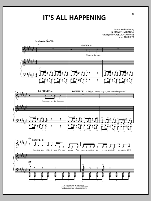 Lin-Manuel Miranda It's All Happening (from Bring It On: The Musical) sheet music notes and chords arranged for Piano & Vocal
