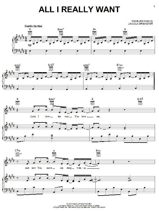 Lincoln Brewster All I Really Want sheet music notes and chords arranged for Guitar Tab