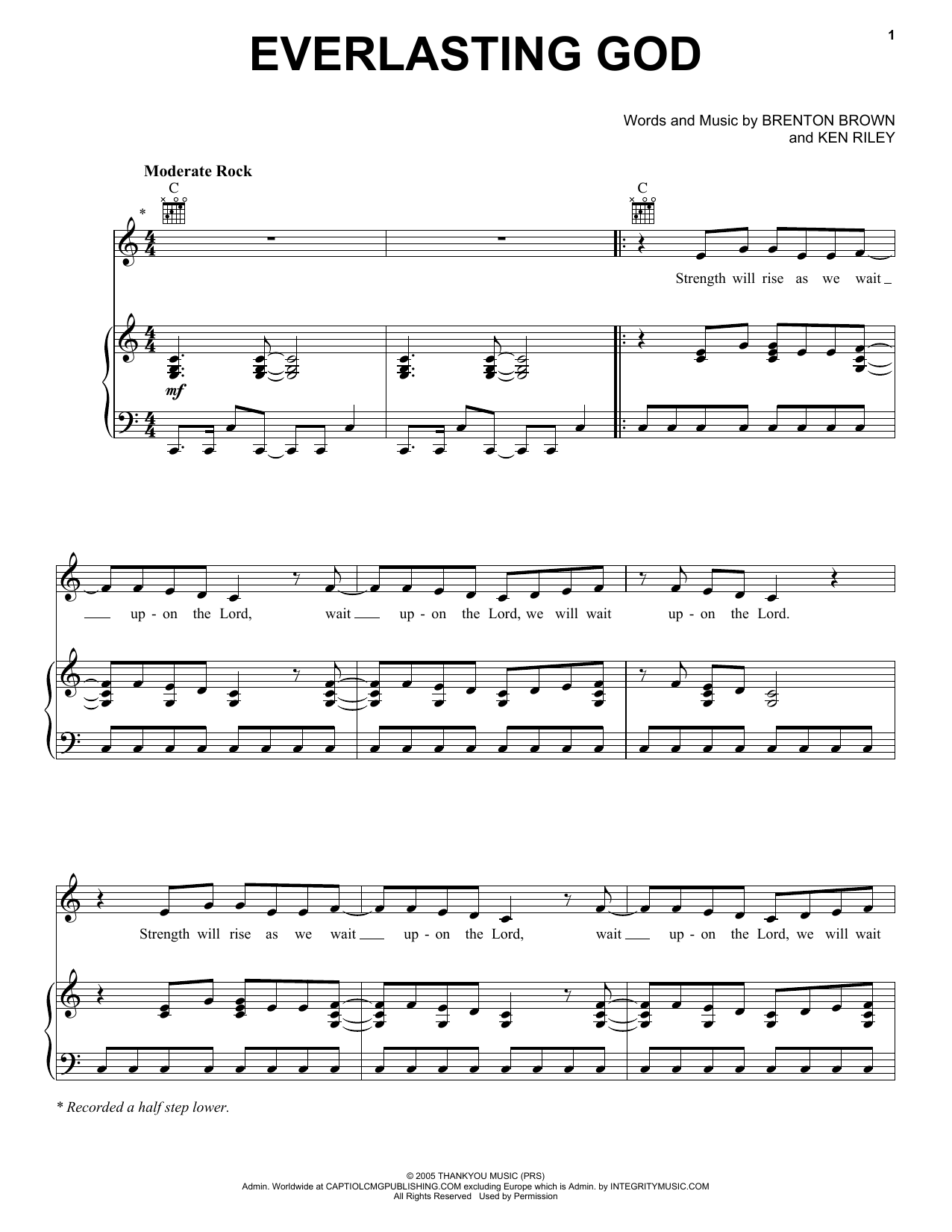 Lincoln Brewster Everlasting God sheet music notes and chords arranged for Big Note Piano