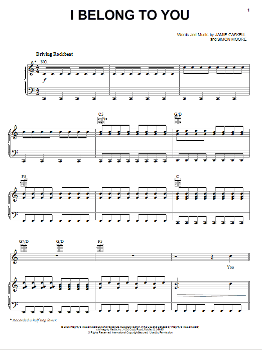 Lincoln Brewster I Belong To You sheet music notes and chords arranged for Piano, Vocal & Guitar Chords (Right-Hand Melody)