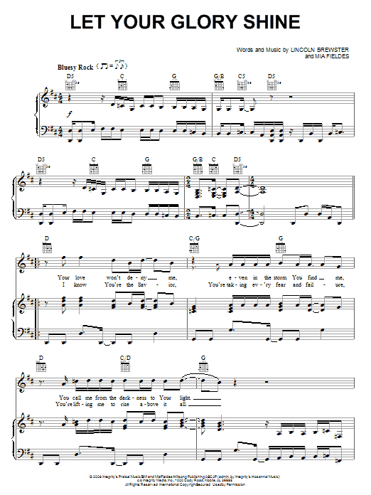 Lincoln Brewster Let Your Glory Shine sheet music notes and chords arranged for Piano, Vocal & Guitar Chords (Right-Hand Melody)