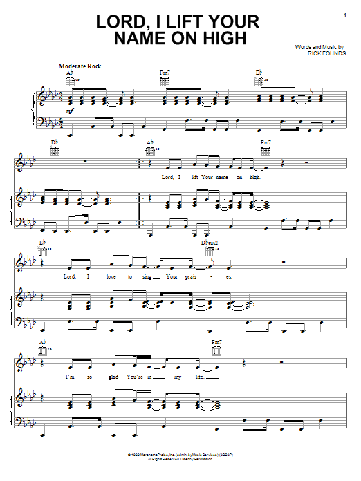 Lincoln Brewster Lord, I Lift Your Name On High sheet music notes and chords arranged for Piano, Vocal & Guitar Chords (Right-Hand Melody)