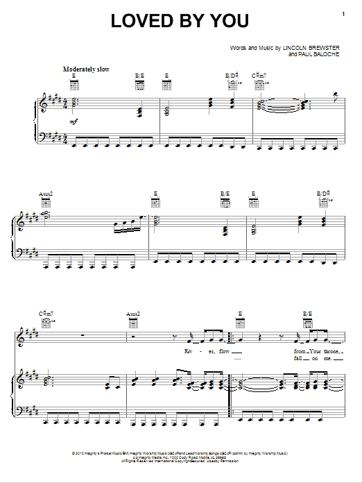 Lincoln Brewster Loved By You sheet music notes and chords arranged for Piano, Vocal & Guitar Chords (Right-Hand Melody)