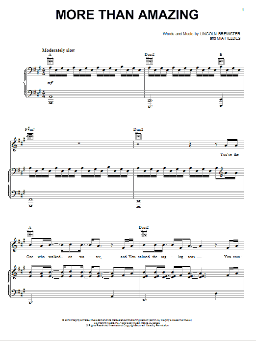 Lincoln Brewster More Than Amazing sheet music notes and chords arranged for Piano, Vocal & Guitar Chords (Right-Hand Melody)