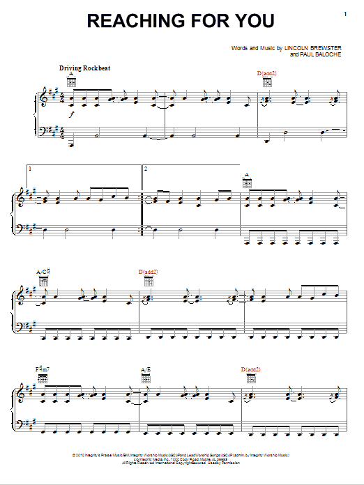 Lincoln Brewster Reaching For You sheet music notes and chords arranged for Piano, Vocal & Guitar Chords (Right-Hand Melody)