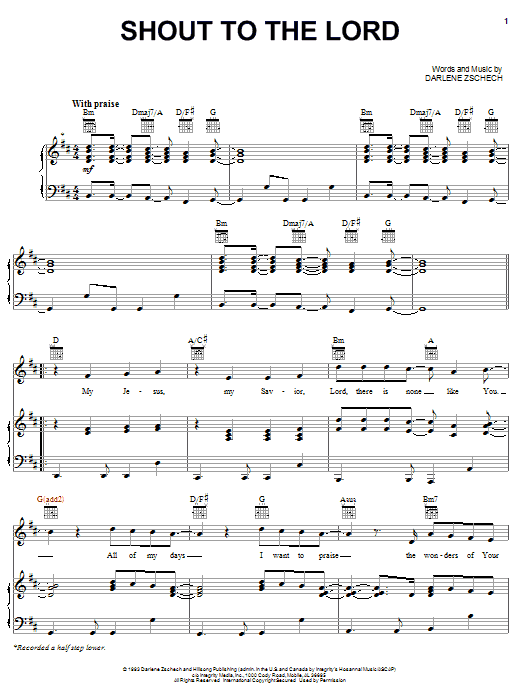 Lincoln Brewster Shout To The Lord sheet music notes and chords arranged for Piano, Vocal & Guitar Chords (Right-Hand Melody)