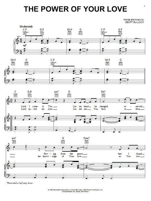 Lincoln Brewster The Power Of Your Love sheet music notes and chords arranged for Piano, Vocal & Guitar Chords (Right-Hand Melody)
