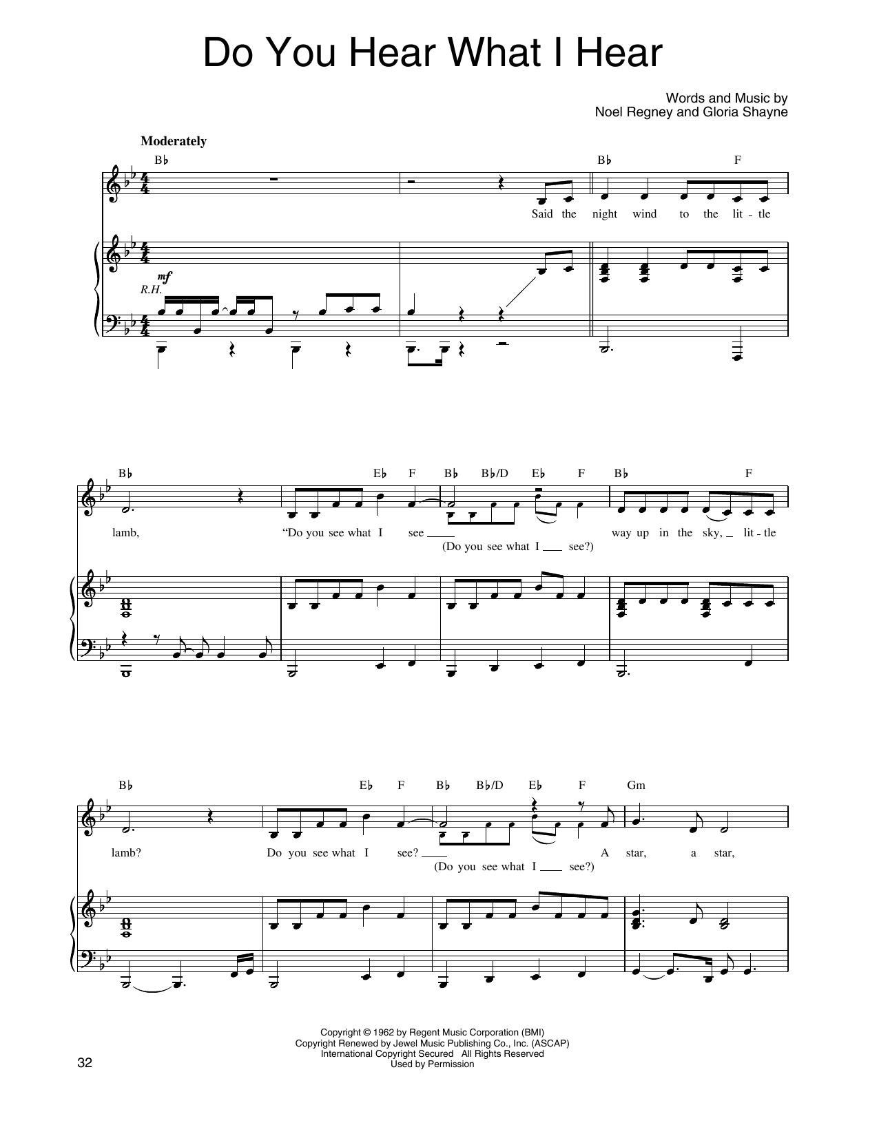Linda Eder Do You Hear What I Hear sheet music notes and chords arranged for Piano, Vocal & Guitar Chords (Right-Hand Melody)