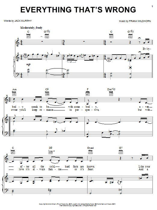 Linda Eder Everything That's Wrong sheet music notes and chords arranged for Piano, Vocal & Guitar Chords (Right-Hand Melody)