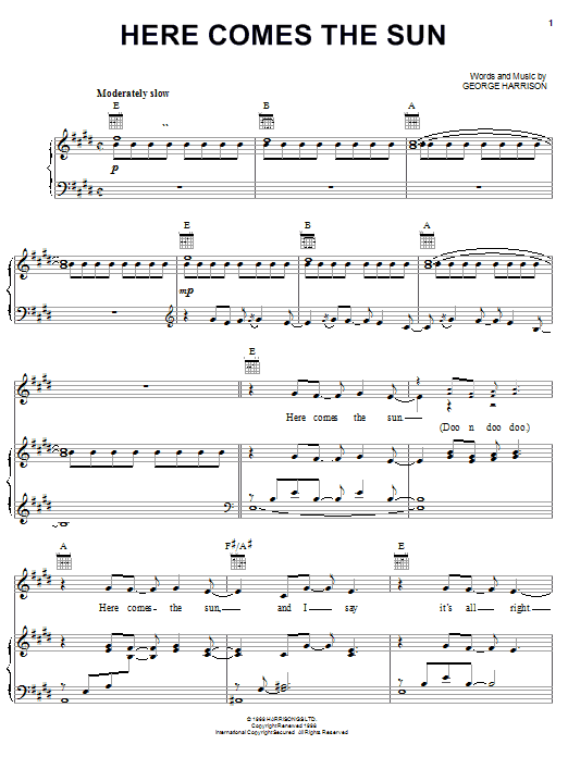 Linda Eder Here Comes The Sun sheet music notes and chords arranged for Piano, Vocal & Guitar Chords (Right-Hand Melody)