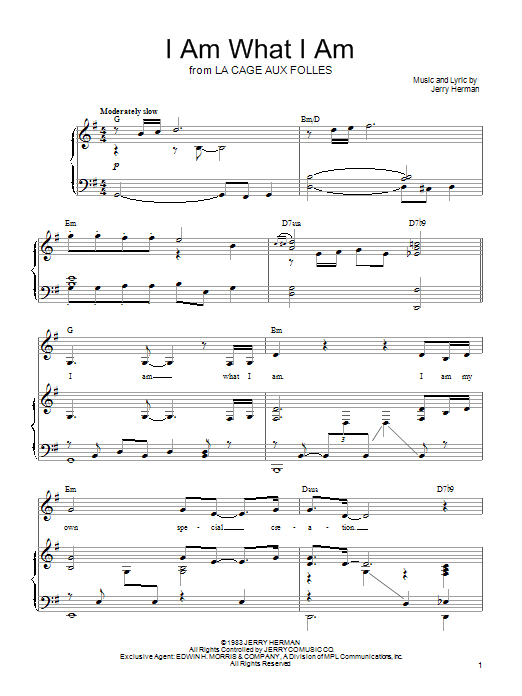 Linda Eder I Am What I Am (from La Cage Aux Folles) sheet music notes and chords arranged for Piano, Vocal & Guitar Chords (Right-Hand Melody)