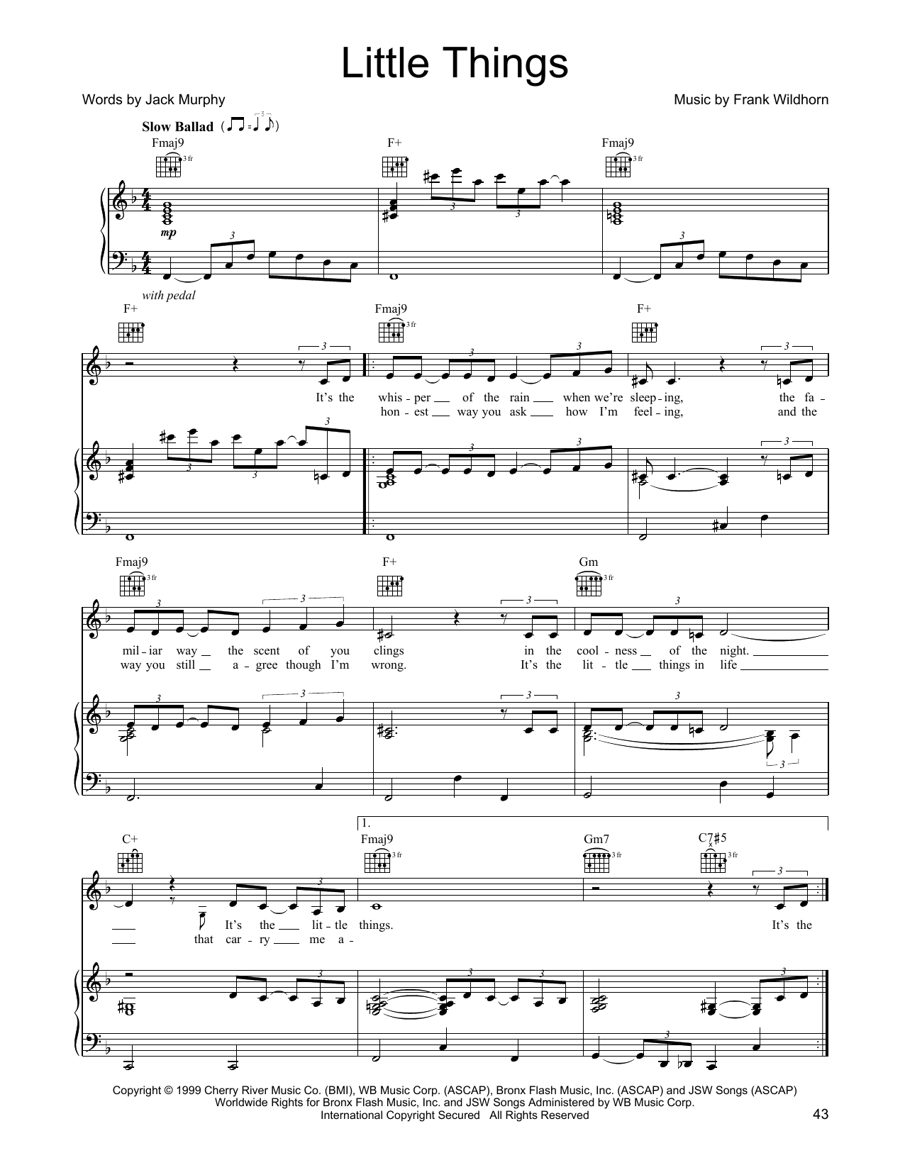 Linda Eder Little Things sheet music notes and chords arranged for Piano, Vocal & Guitar Chords (Right-Hand Melody)