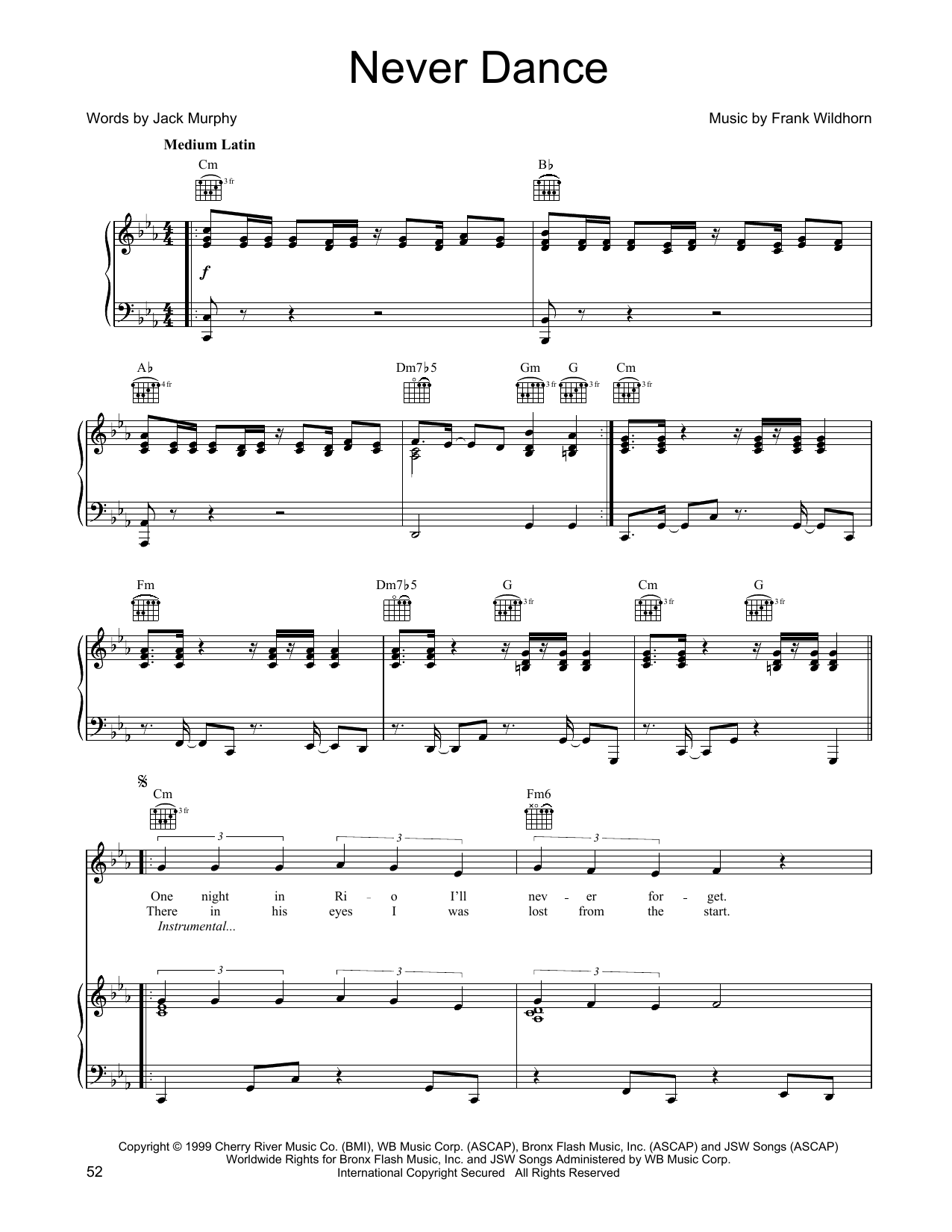 Linda Eder Never Dance sheet music notes and chords arranged for Piano, Vocal & Guitar Chords (Right-Hand Melody)