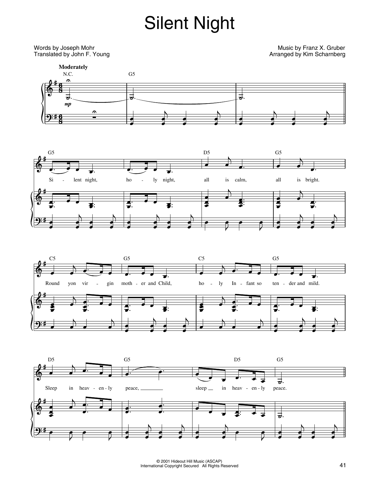 Linda Eder Silent Night sheet music notes and chords arranged for Piano, Vocal & Guitar Chords (Right-Hand Melody)