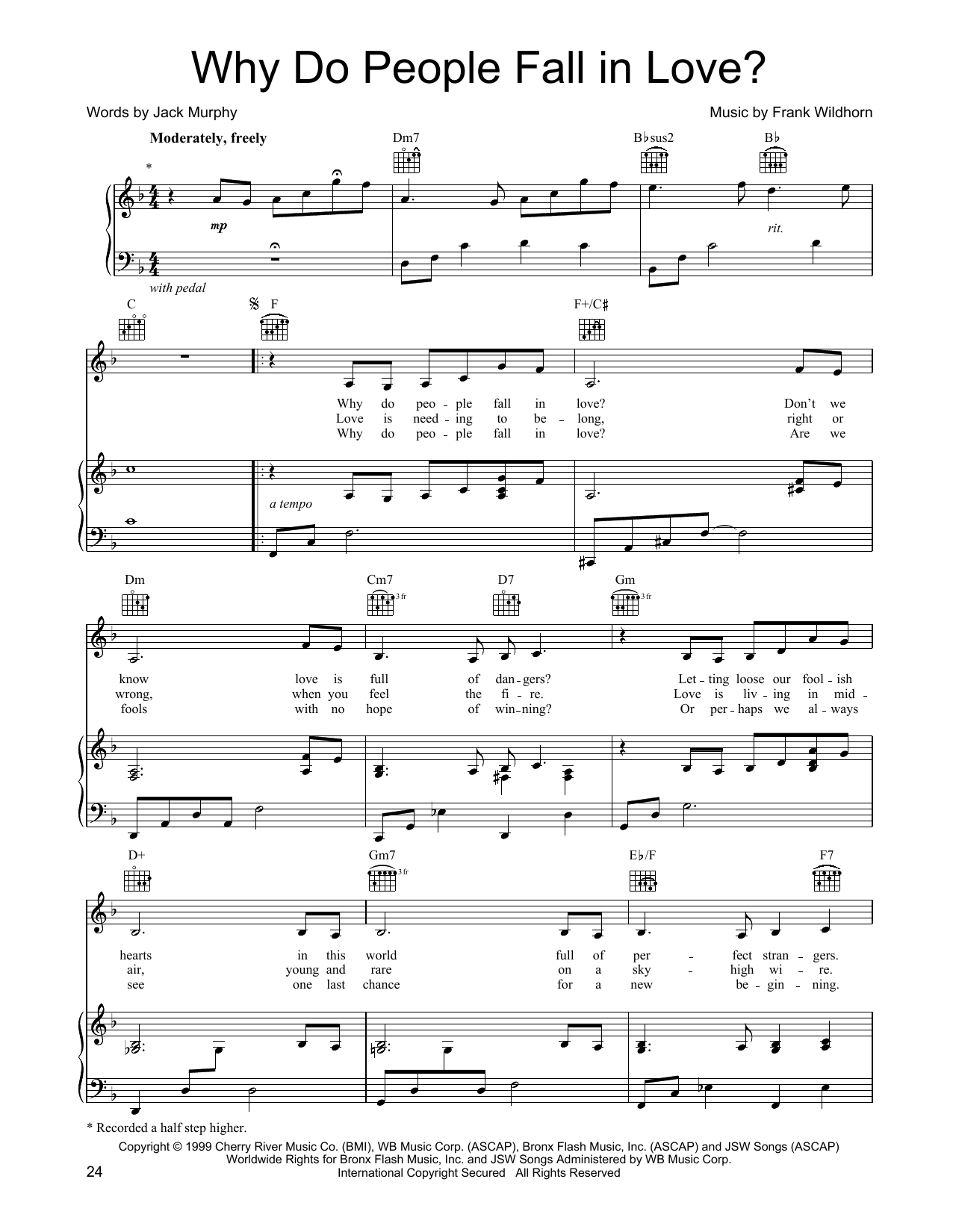 Linda Eder Why Do People Fall In Love? sheet music notes and chords arranged for Piano, Vocal & Guitar Chords (Right-Hand Melody)