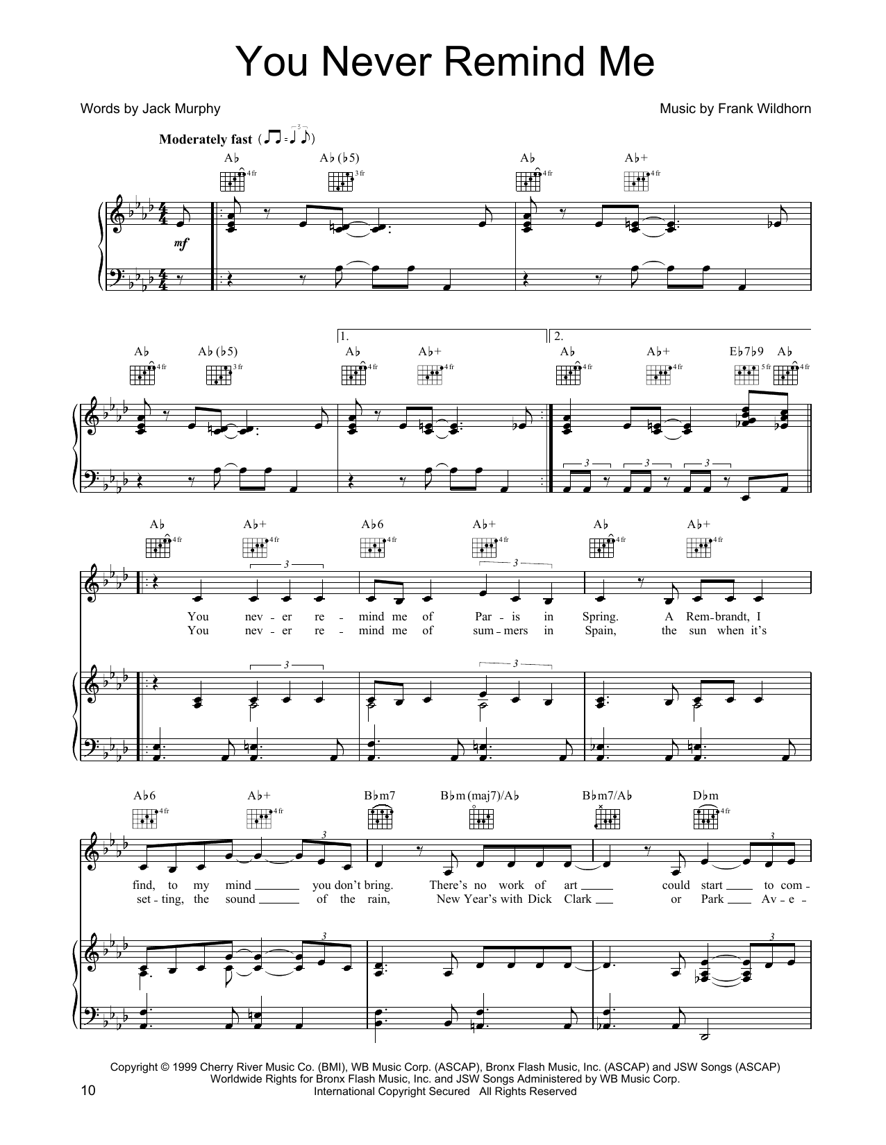 Linda Eder You Never Remind Me sheet music notes and chords arranged for Piano, Vocal & Guitar Chords (Right-Hand Melody)
