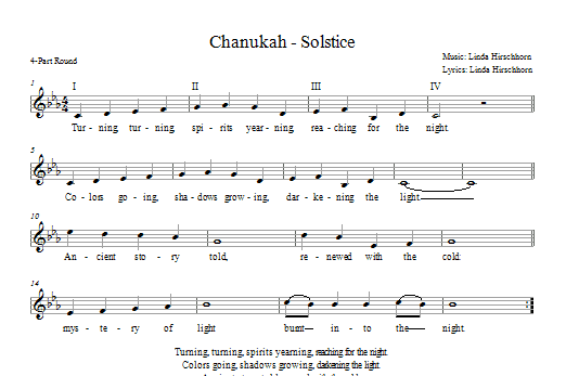 Linda Hirschhorn Chanukah - Solstice sheet music notes and chords arranged for 4-Part Choir
