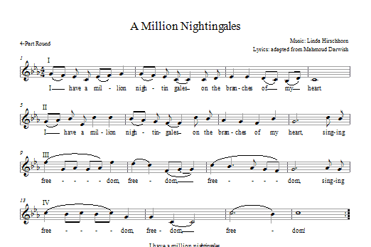 Linda Hirschhorn I Have a Million Nightingales sheet music notes and chords arranged for 4-Part Choir