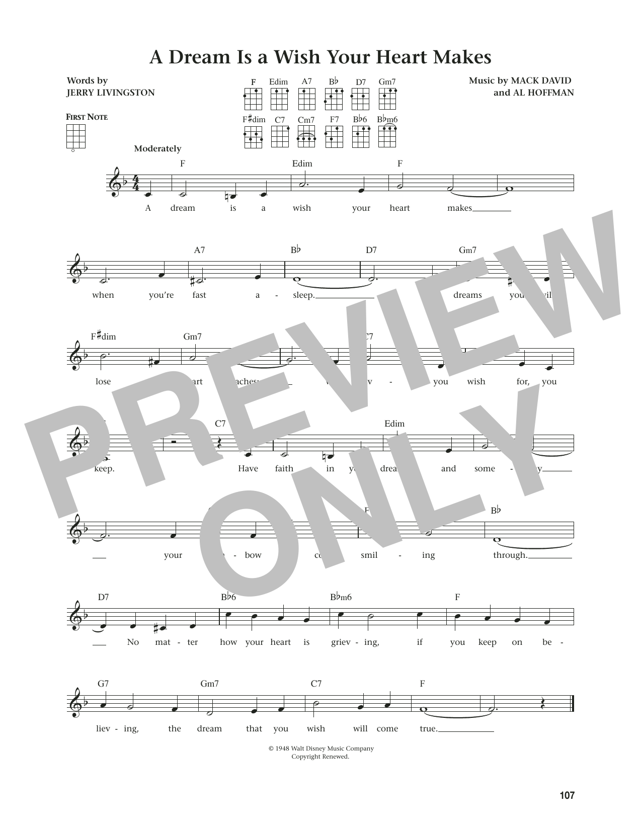 Linda Ronstadt A Dream Is A Wish Your Heart Makes (from The Daily Ukulele) (arr. Jim Beloff) sheet music notes and chords arranged for Ukulele