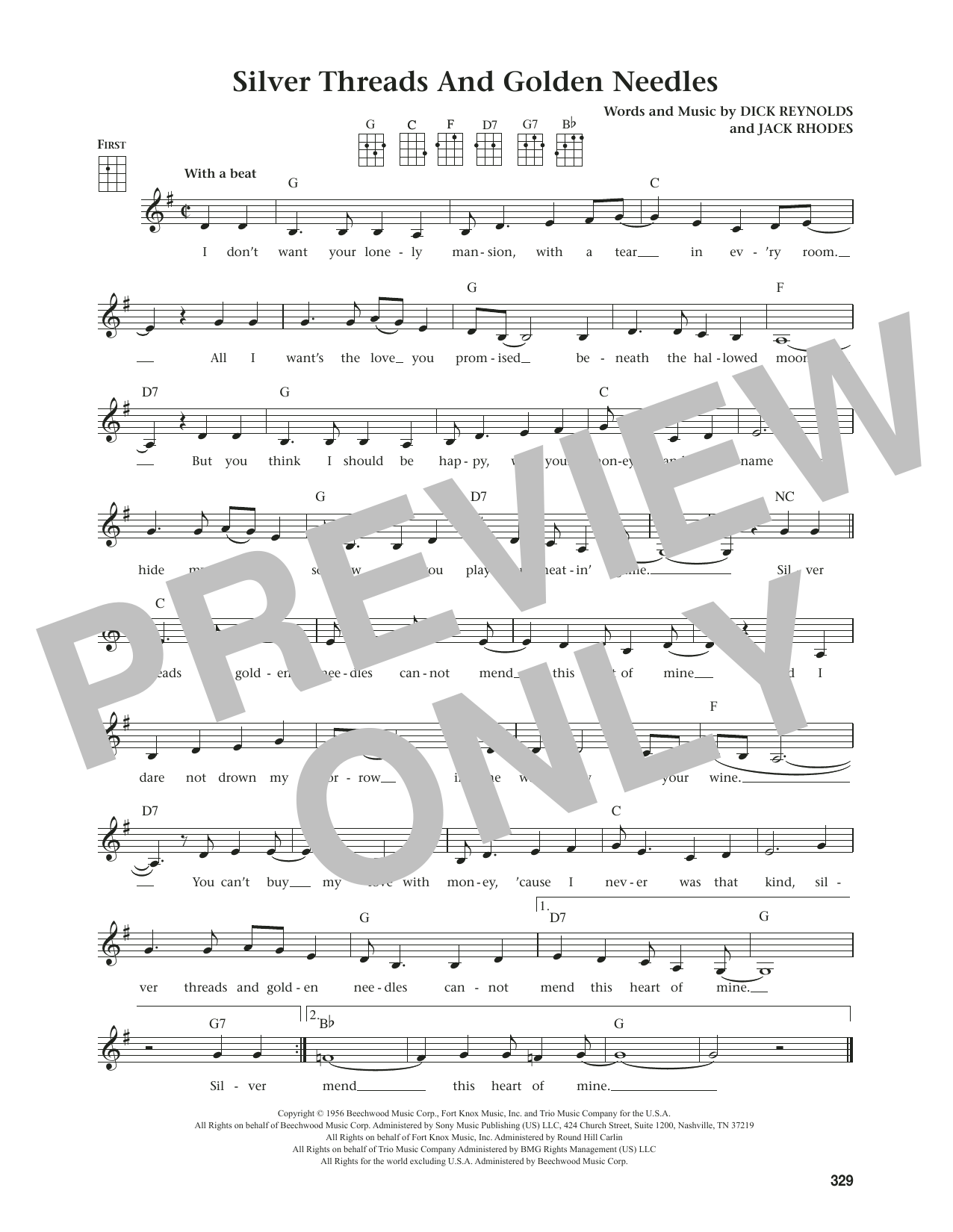 Linda Ronstadt Silver Threads And Golden Needles (from The Daily Ukulele) (arr. Jim Beloff) sheet music notes and chords arranged for Ukulele