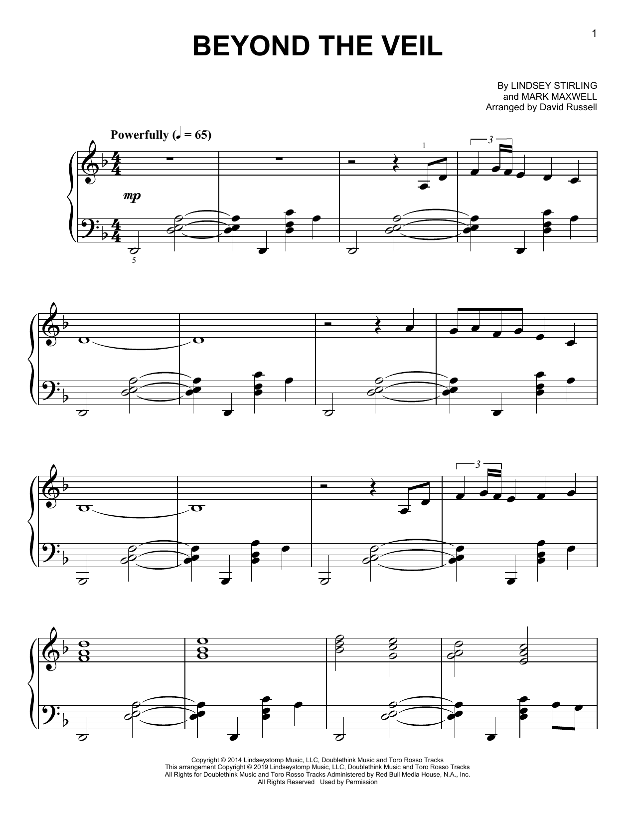 Lindsey Stirling Beyond The Veil sheet music notes and chords arranged for Easy Piano