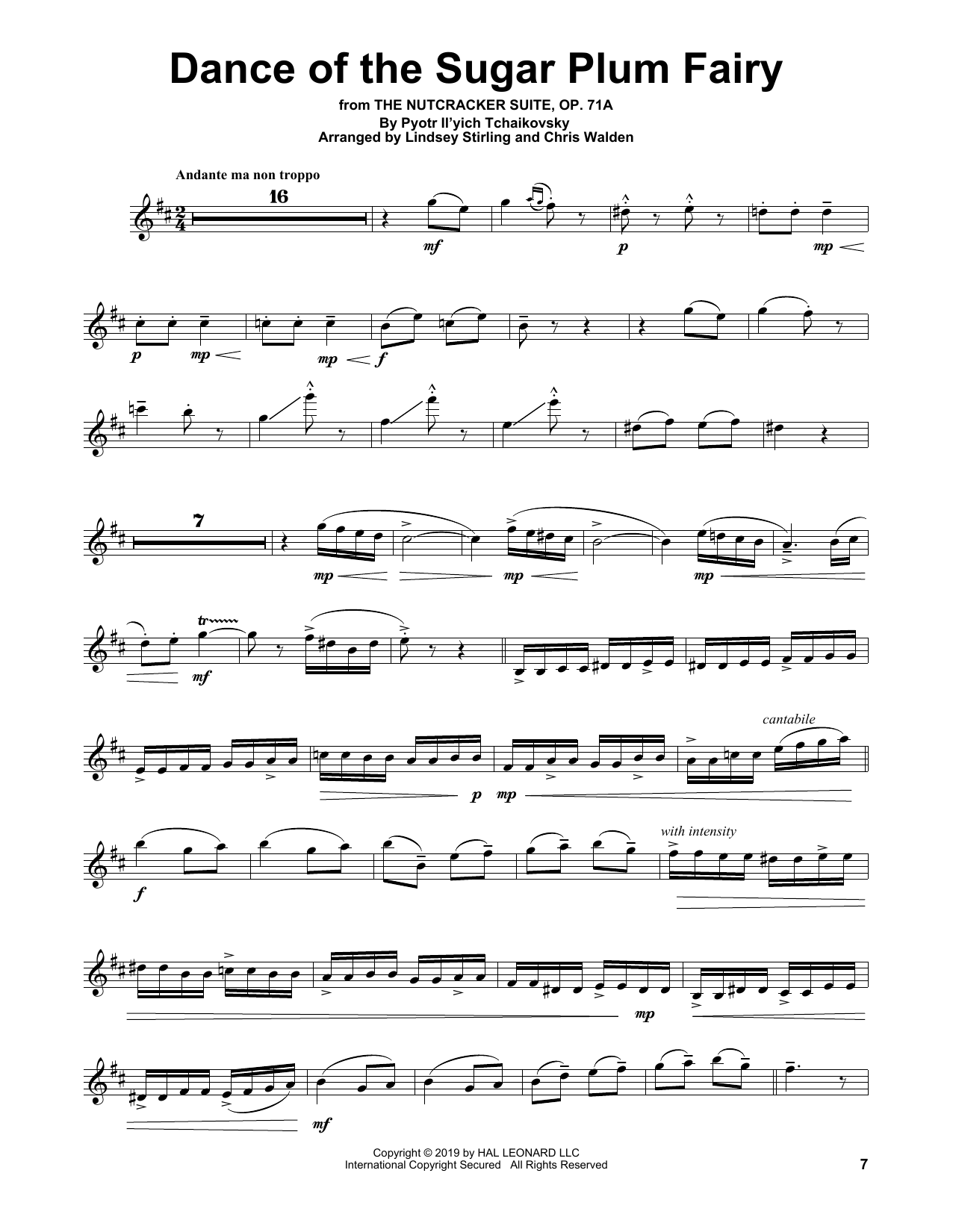 Lindsey Stirling Dance Of The Sugar Plum Fairy (from The Nutcracker Suite, Op. 71a) sheet music notes and chords arranged for Violin Solo