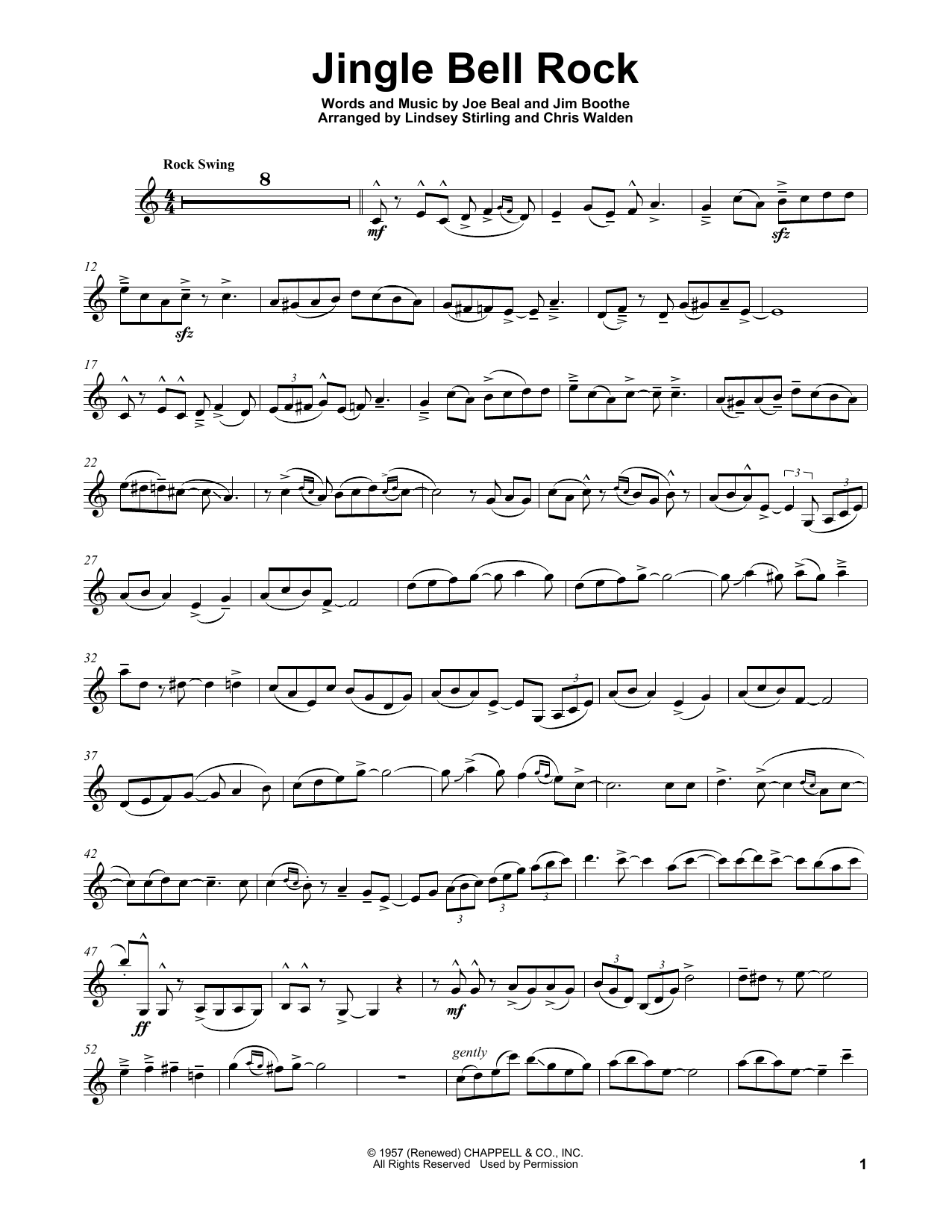 Lindsey Stirling Jingle Bell Rock sheet music notes and chords arranged for Violin Solo