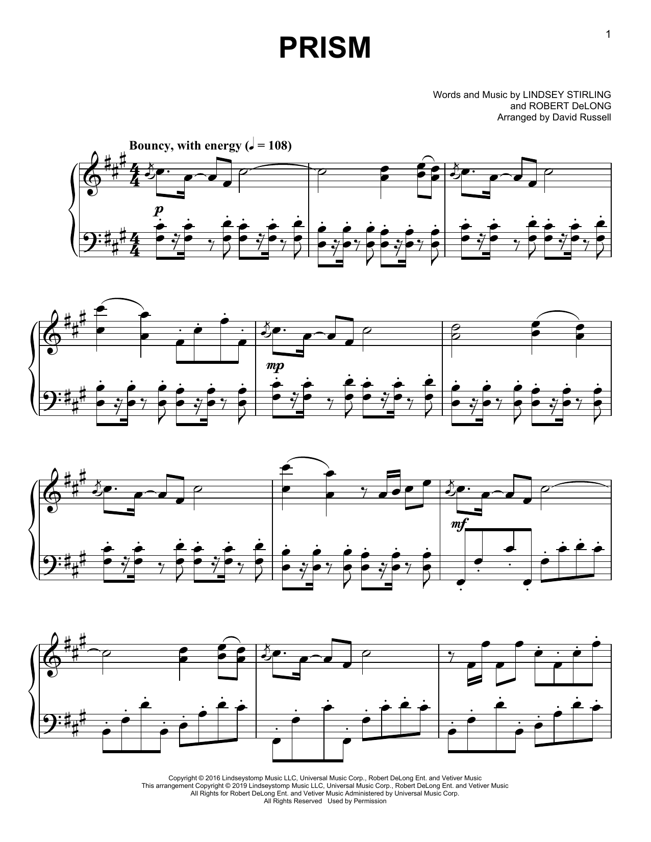 Lindsey Stirling Prism sheet music notes and chords arranged for Easy Piano