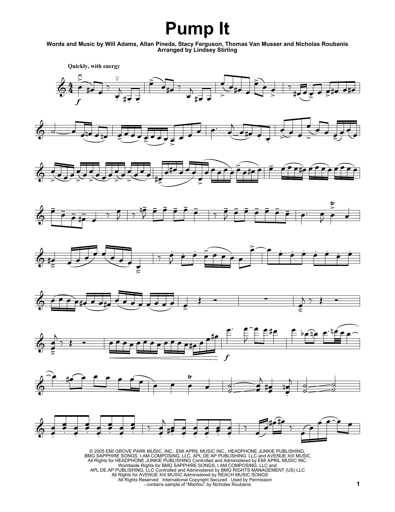 Lindsey Stirling Pump It sheet music notes and chords arranged for Violin Solo