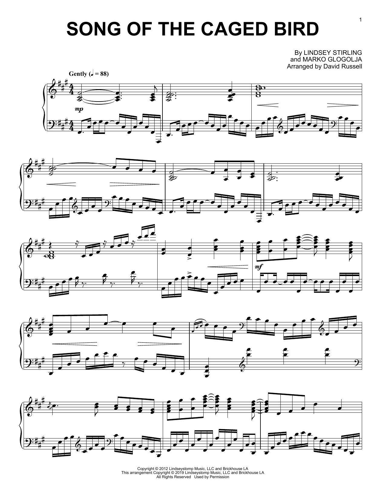 Lindsey Stirling Song Of The Caged Bird sheet music notes and chords arranged for Easy Piano
