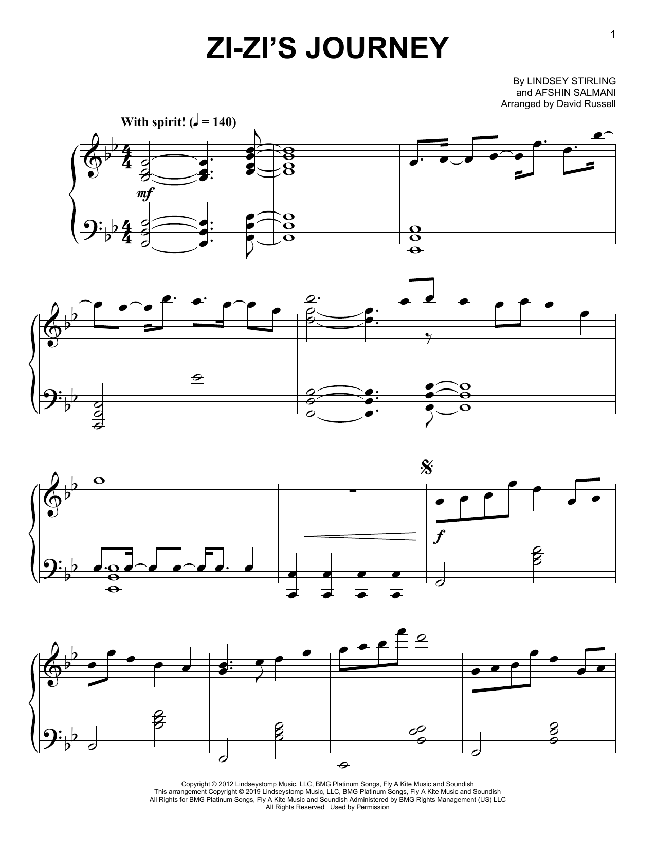 Lindsey Stirling Zi-Zi's Journey sheet music notes and chords arranged for Easy Piano