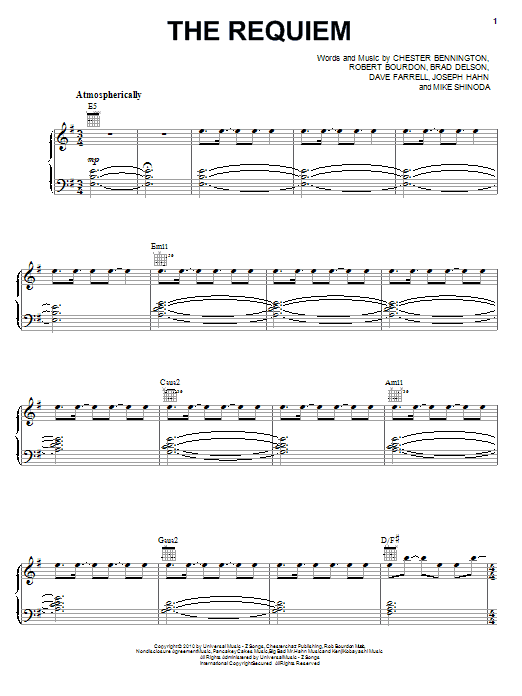 Linkin Park The Requiem sheet music notes and chords arranged for Piano, Vocal & Guitar Chords (Right-Hand Melody)