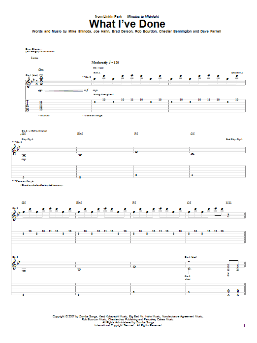Linkin Park What I've Done sheet music notes and chords arranged for Drums