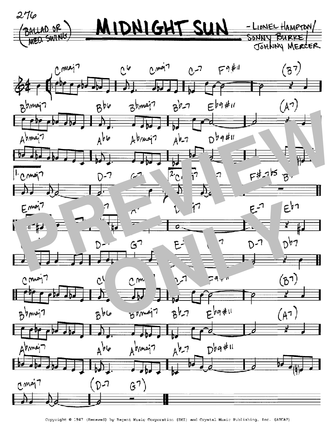 Lionel Hampton Midnight Sun sheet music notes and chords arranged for Solo Guitar