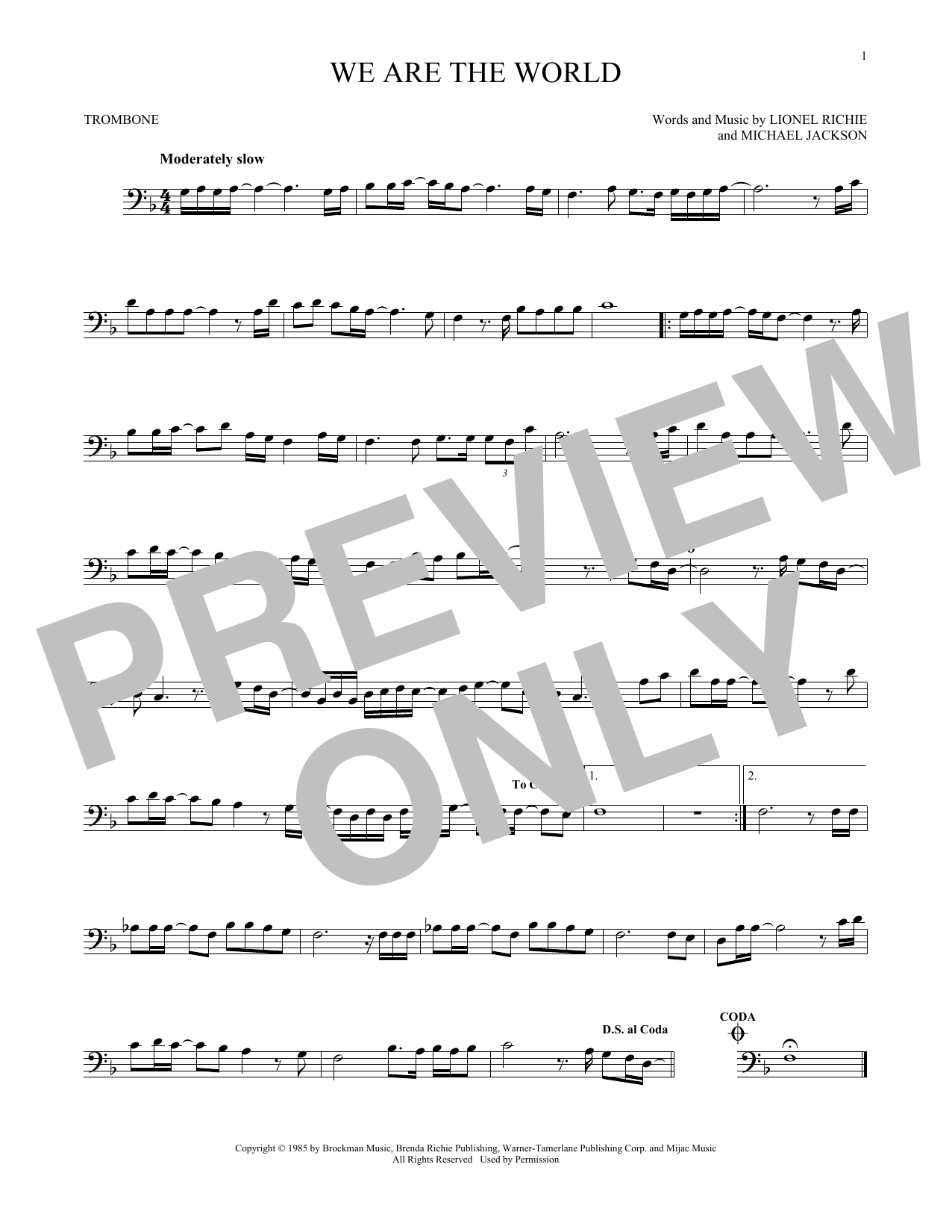 Lionel Richie & Michael Jackson We Are The World sheet music notes and chords arranged for Viola Solo
