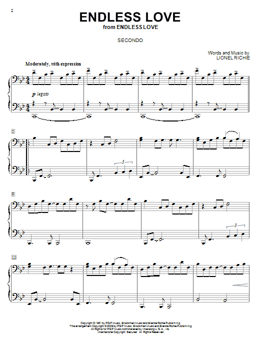 Lionel Richie Endless Love sheet music notes and chords arranged for Piano, Vocal & Guitar Chords (Right-Hand Melody)