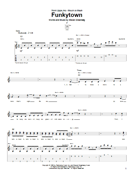 Lipps Inc. Funkytown sheet music notes and chords arranged for Easy Piano