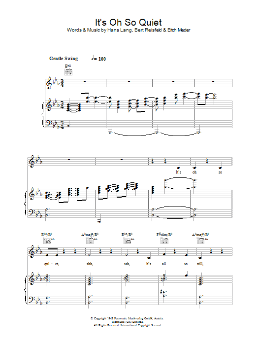 Lisa Ekdahl It's Oh So Quiet sheet music notes and chords arranged for Piano, Vocal & Guitar Chords